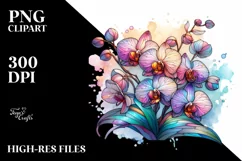 Vibrant Pastel Wooden Orchid PNG Product Image 1