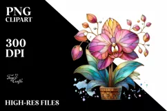 Vibrant Pastel Wooden Orchid PNG Product Image 1