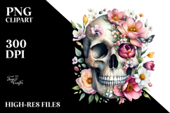 Skull with Spring Flowers PNG Product Image 2