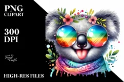 Funny Cute Koala Watercolor | Clipart Product Image 3
