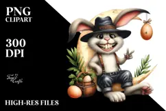Goofy Bunny with Leather Jeans on Moon, Transparent PNG Product Image 2