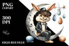 Goofy Bunny with Leather Jeans on Moon, Transparent PNG Product Image 2