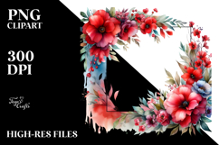 Colorfull Red Flowers Frame PNG Product Image 2