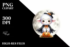 Adorable Baby Lamb on Moon, PNG Product Image 3