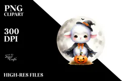 Adorable Baby Lamb on Moon, PNG Product Image 2