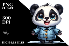 Watercolor Baby Panda with Big Eyes | Funny Haircut | Product Image 2