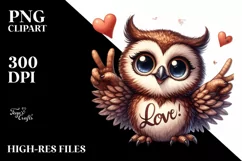 Funny Cute Owl Love Sign | Clipart Product Image 3