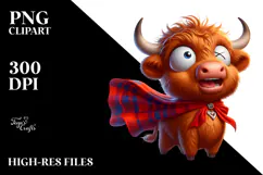Goofy Highland Cow Superhero PNG Product Image 2