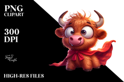 Cartoony Highland Cow Superhero PNG Product Image 2