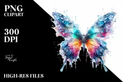 Abstract Vibrant Watercolor Butterfly PNG Product Image 3