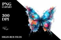Abstract Vibrant Watercolor Butterfly PNG Product Image 3