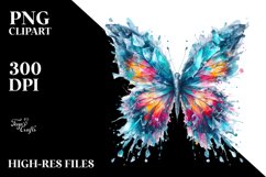 Abstract Vibrant Watercolor Butterfly PNG Product Image 3