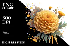 Marigold, Watercolor Splatter PNG Product Image 2