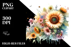 Colorful Sunflower Watercolor PNG Product Image 2