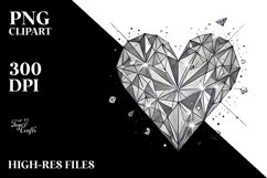 Simple Lineart Broken Diamond Heart PNG Product Image 2