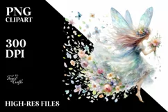 Cute Fairy Tumbling with Spring Petals in the Wind | Clipart Product Image 3