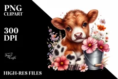 Colorful Smiling Cow Animal Print Clipart Product Image 3