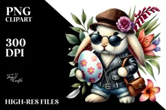 Bunny with Leather Clothes and Sunglasses, PNG Product Image 2
