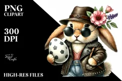 Bunny with Leather Clothes and Sunglasses, PNG Product Image 2