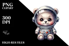 Cute Baby Bear in Astronaut Helmet PNG Product Image 2