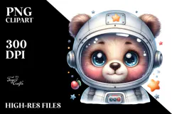 Cute Baby Bear in Astronaut Helmet PNG Product Image 2