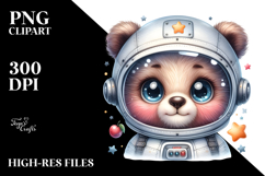 Cute Baby Bear in Astronaut Helmet PNG Product Image 2