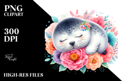 Colorful Baby Seal Sleeping PNG Product Image 2