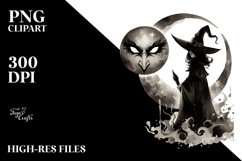Retro Evil Witch Watercolor PNG Product Image 2