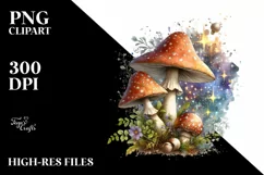 Mystical Celestial Mushroom Watercolor Splash PNG Product Image 1