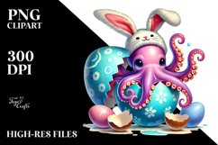 Baby Octopus with Easter Egg, PNG Product Image 2