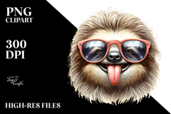 Whimsical Sloth with Sunglasses | White Background Product Image 2
