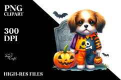 Cute Baby Dog Halloween Grave | Clipart Product Image 2