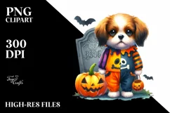 Cute Baby Dog Halloween Grave | Clipart Product Image 1