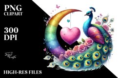 Colorful Peacock Sitting on Half Moon PNG Product Image 2