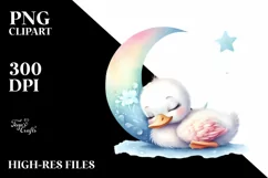 Baby Swan Moon Watercolor Cute Product Image 1