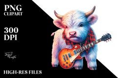 Colorful Baby Highland Cow at Rock &#039;n&#039; Roll Club, PNG Product Image 2