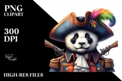 Colorful Watercolor Panda Musketeer | Clipart Product Image 3
