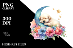 Pastel Puppy Sleeping on the Moon PNG Product Image 2