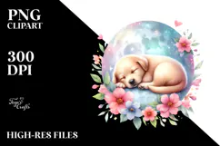 Pastel Puppy Sleeping on the Moon PNG Product Image 2