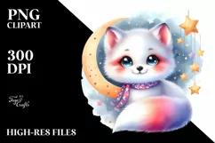 Cute Colorful Arctic Fox Moon Hanging Stars | Sublimation | Product Image 3
