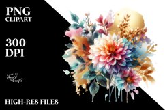 Vibrant Bouquet with Dahlia Splash | Sublimation | Clipart Product Image 3