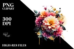 Vibrant Bouquet with Dahlia Splash | Sublimation | Clipart Product Image 3