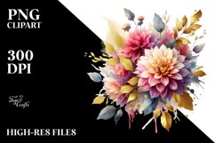 Vibrant Bouquet with Dahlia Splash | Sublimation | Clipart Product Image 3