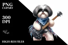 Watercolor Shih Tzu Rock Star | Clipart Product Image 1