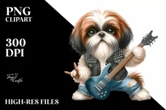 Watercolor Shih Tzu Rock Star | Clipart Product Image 3
