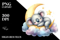 Whimsical Baby Koala on Moon PNG Product Image 2