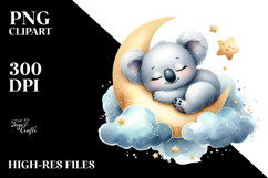 Whimsical Baby Koala on Moon PNG Product Image 2