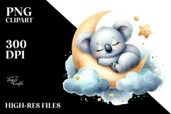 Whimsical Baby Koala on Moon PNG Product Image 2
