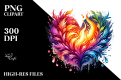 Fiery Heart Watercolor Digital Painting PNG Product Image 2