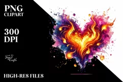 Fire Heart Warm Blazing Hot Watercolor Product Image 2